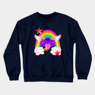 Groovy Winged Lips, Rainbow & Stars - PURPLE Crewneck Sweatshirt